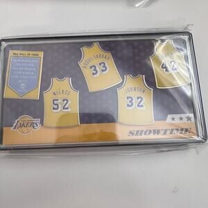 Los Angeles Lakers Showtime Retired Jerseys Pins Set Johnson Abdul-Jabbar SEALED